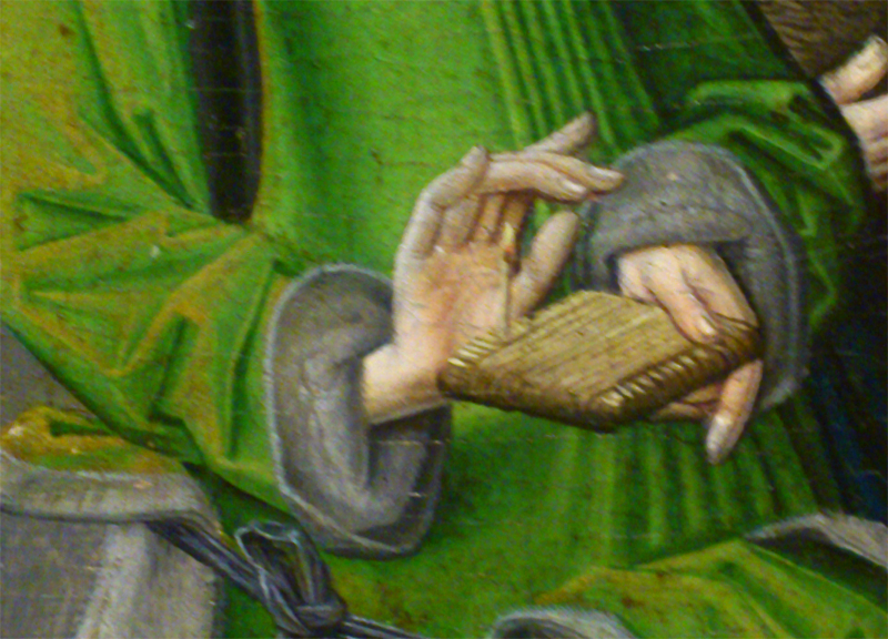 Symbolbild mit zeitgenössischer Darstellung einer Buchüberreichung als Link zu den Kontaktangaben